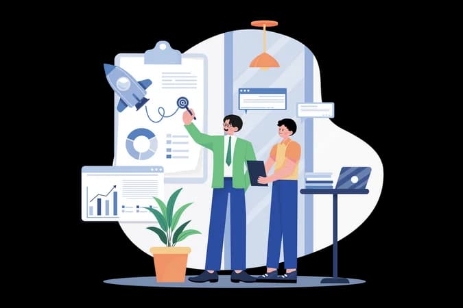 Two colleagues planning their product together